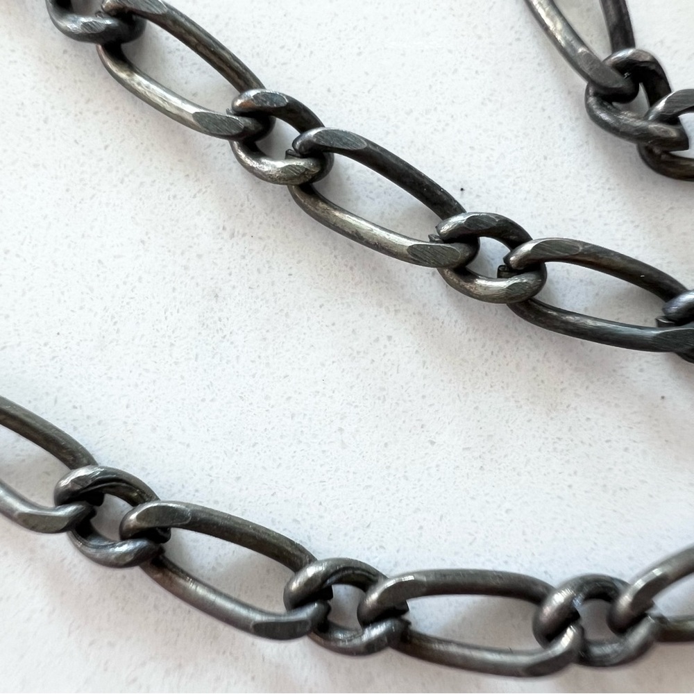 ⭐️ Vintage Oxidized Gunmetal Gray Figaro Chain Necklace